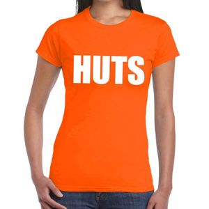 HUTS tekst t-shirt oranje dames