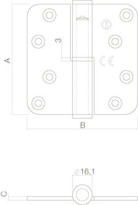 Kogelst.paumelle din rs rvs rh 89x89x3.