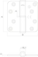 Kogelst.paumelle din rs rvs rh 89x89x3. - thumbnail