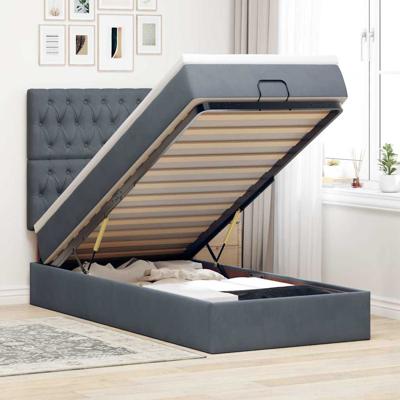 Ottoman bed met matrassen en LED's 90x200cm fluweel donkergrijs