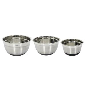 Cook Concept Beslagkommen/mengkommen set - 3 formaten - rvs metaal - zilver