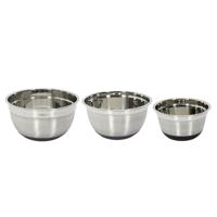 Cook Concept Beslagkommen/mengkommen set - 3 formaten - rvs metaal - zilver