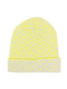 Elisabetta Franchi La Mia Bambina bonnet à logo en intarsia - Jaune