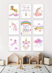 Posters - Regenbogen en Eenhoorns / Set van 9