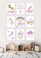 Posters - Regenbogen en Eenhoorns / Set van 9 - thumbnail