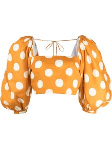 Cala de la Cruz blouse crop Sami à pois - Orange