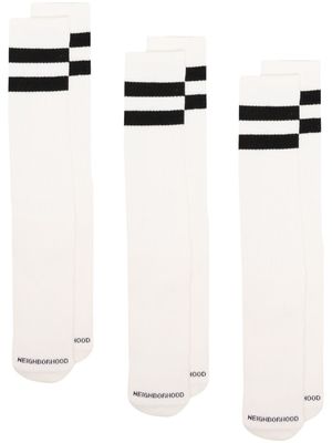 Neighborhood chaussettes rayées en maille nervurée - Blanc