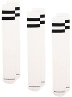 Neighborhood chaussettes rayées en maille nervurée - Blanc