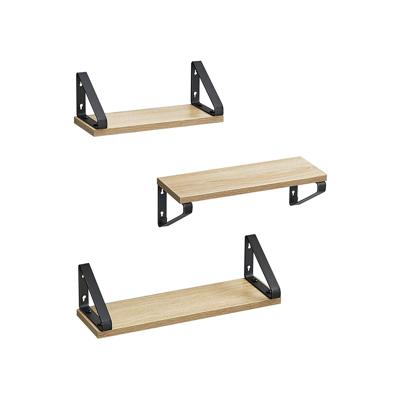 Set van 3 wandplanken in industrieel design, Eiken + Zwart / Set van 3 (30/35/40 cm)