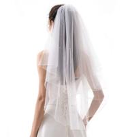 Retro Wedding Korte Sluier met Kristallen Wit