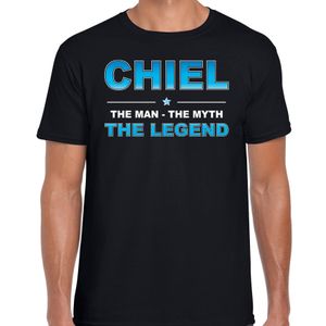 Naam cadeau t-shirt Chiel - the legend zwart voor heren