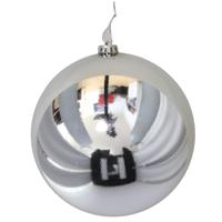 Grote decoratie kerstbal - zilver - 20 cm - kunststof - glimmend - kerstversiering - thumbnail