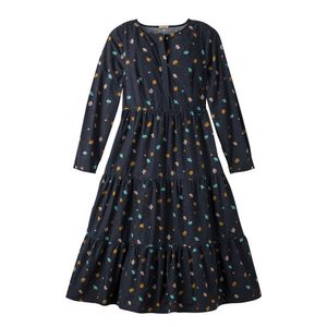 Maxi-jurk van bio-katoen met bloemenprint en strokenrok, nachtblauw 42 Maxi-jurk van bio-katoen met bloemenprint en strokenrok, nachtblauw 42