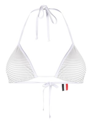Thom Browne haut de bikini à patch logo - Gris