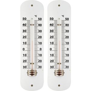 2x Thermometers wit voor binnen en buiten