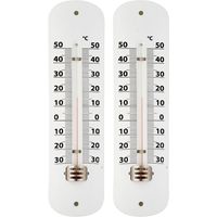 2x Thermometers wit voor binnen en buiten