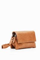 Kleine leren schoudertas met logo's - BROWN - U