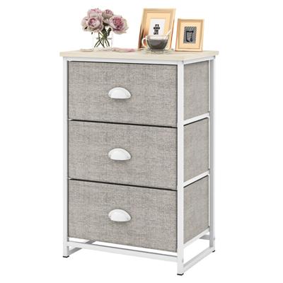 Ladekast met 3 Laden Nachtkastje met 3 Klapladen Opbergmeubel met Metalen Frame en Handgrepen van Schelpen voor Slaapkamer