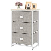 Ladekast met 3 Laden Nachtkastje met 3 Klapladen Opbergmeubel met Metalen Frame en Handgrepen van Schelpen voor Slaapkamer Ladekast met 3 Laden Nachtkastje met 3 Klapladen Opbergmeubel met Metalen Frame en Handgrepen van Schelpen voor Slaapkamer
