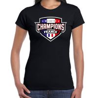 We are the champions France / Frankrijk supporter t-shirt zwart voor dames - thumbnail