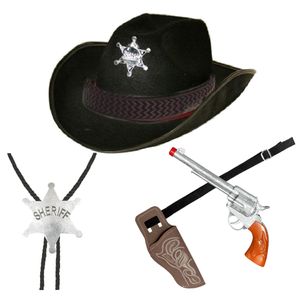 Sheriff verkleedset - 4-delig - incl hoed/holster/revolver/ketting - volwassenen