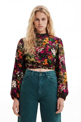 Veelzijdige gebloemde cropped blouse - MATERIAL FINISHES - XL