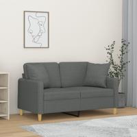 Tweezitsbank met sierkussens 120 cm stof donkergrijs