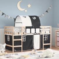 Kinderhoogslaper met tunnel 80x200 cm grenenhout wit en zwart