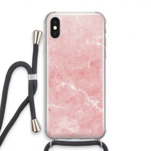 Roze marmer: iPhone X Transparant Hoesje met koord