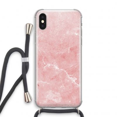 Roze marmer: iPhone X Transparant Hoesje met koord