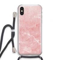 Roze marmer: iPhone X Transparant Hoesje met koord