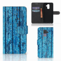 Samsung Galaxy A6 Plus 2018 Book Style Case Wood Blue - thumbnail