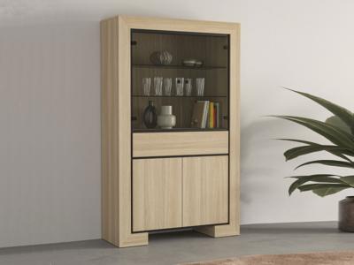 Vitrinekast CASTRO 4 deuren 1 lade elegante eik met led