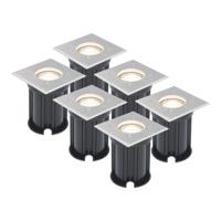 Set van 6 LED Grondspots vierkant buiten - Dimbaar - GU10 - 4000K neutraal wit - 4 Watt 345 Lumen - Tuinspot - Oprit - RVS - IP64 Waterdicht