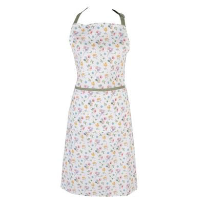 Keukenschort Bloemen wit groen