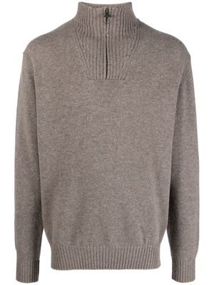 Barbour pull en laine à col zippé - Marron