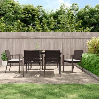 Tuinstoelen 6 st met kussens 56,5x57x83 cm poly rattan bruin