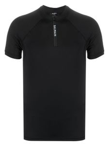 Balmain t-shirt zippé à logo imprimé - Noir