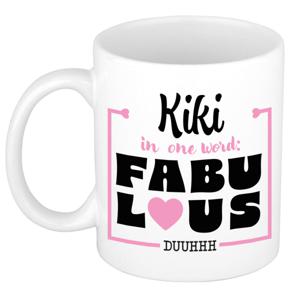 Naam mok Kiki - wit - Fabulous - keramiek - 300 ml - cadeau collega beker