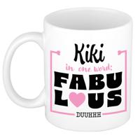 Naam mok Kiki - wit - Fabulous - keramiek - 300 ml - cadeau collega beker