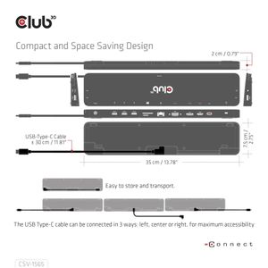 CLUB3D USB Gen1 Type-C Triple Display DP1.4 Alt mode Smart PD3.0 Charging Dock with 100 Watt Power Supply