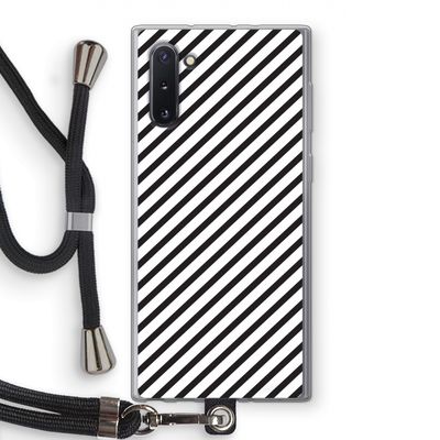 Strepen zwart-wit: Samsung Galaxy Note 10 Transparant Hoesje met koord