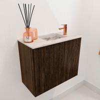 Toiletmeubel Mondiaz Joya Dlux | 50 cm | Meubelkleur Walnut | Faye wastafel Nata Wasbak Rechts | 1 kraangat