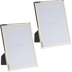 2x stuks aluminium fotolijst goud geschikt voor een foto van 10 x 15 cm - Fotolijsten