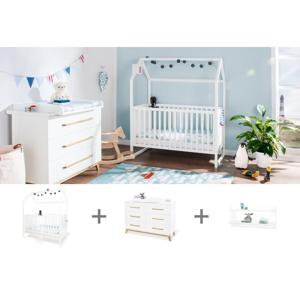 Set ledikant, commode en wandplank 'Hilda & Riva' extra breed