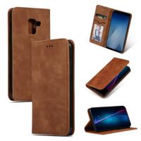 Retro huid feel Business magnetische horizontale Flip lederen case voor Samsung Galaxy A8 plus 2018 ?? (bruin)