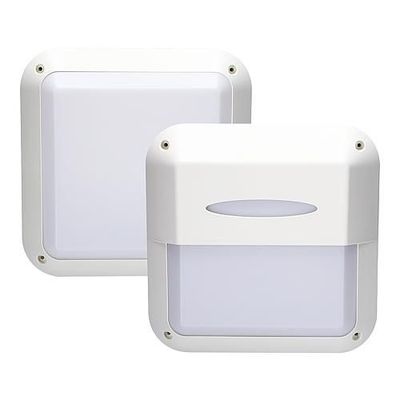 LED Buitenlamp - Muur/Plafond - Vierkant - Wit - E27 - 2 afdekkingen