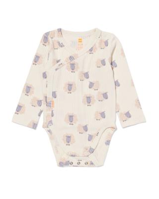 HEMA Newborn Meegroei Overslagromper Rib Met Bamboe Stretch Schaap Gebroken Wit (gebroken wit)