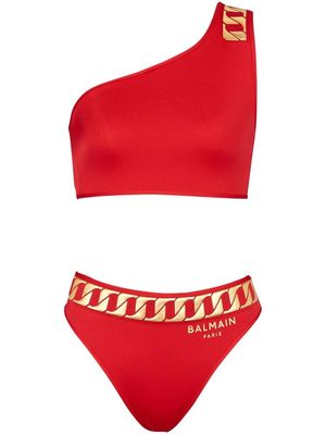 Balmain bikini à imprimé chaine - Rouge
