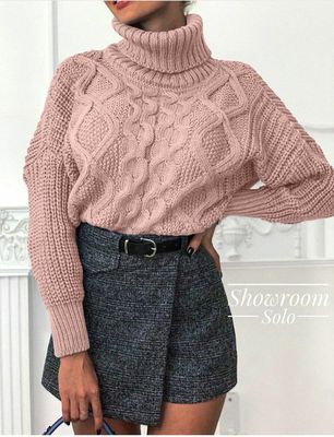 Casual Turtleneck Solid Acrylic Sweater